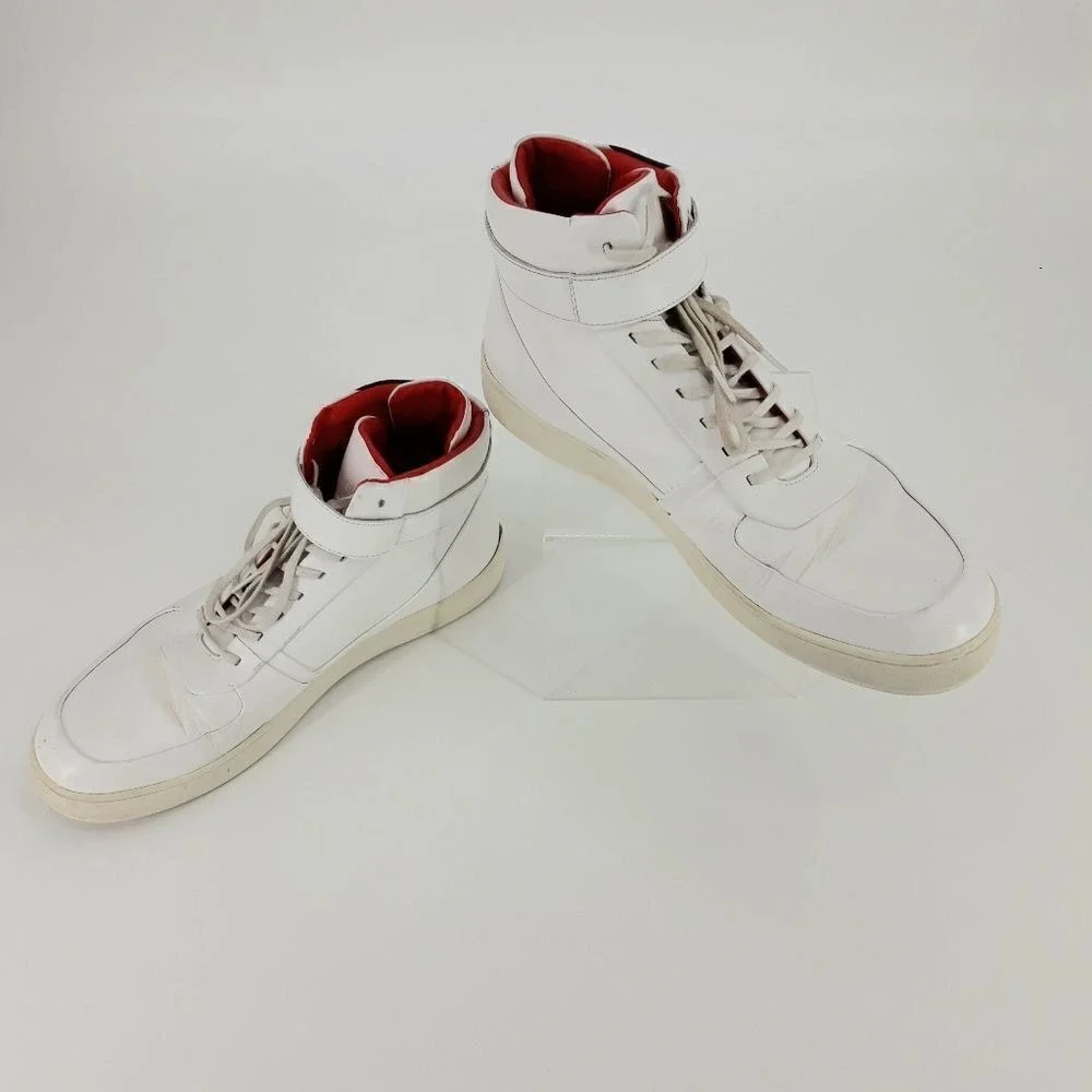 Y2K Calvin Klein Spell Out High Top Sneakers Sz 11‎ Navin Nappa Logo White Black